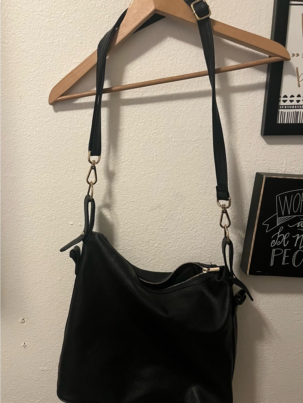 H&M Black Shoulder Bag with Gold Hardware